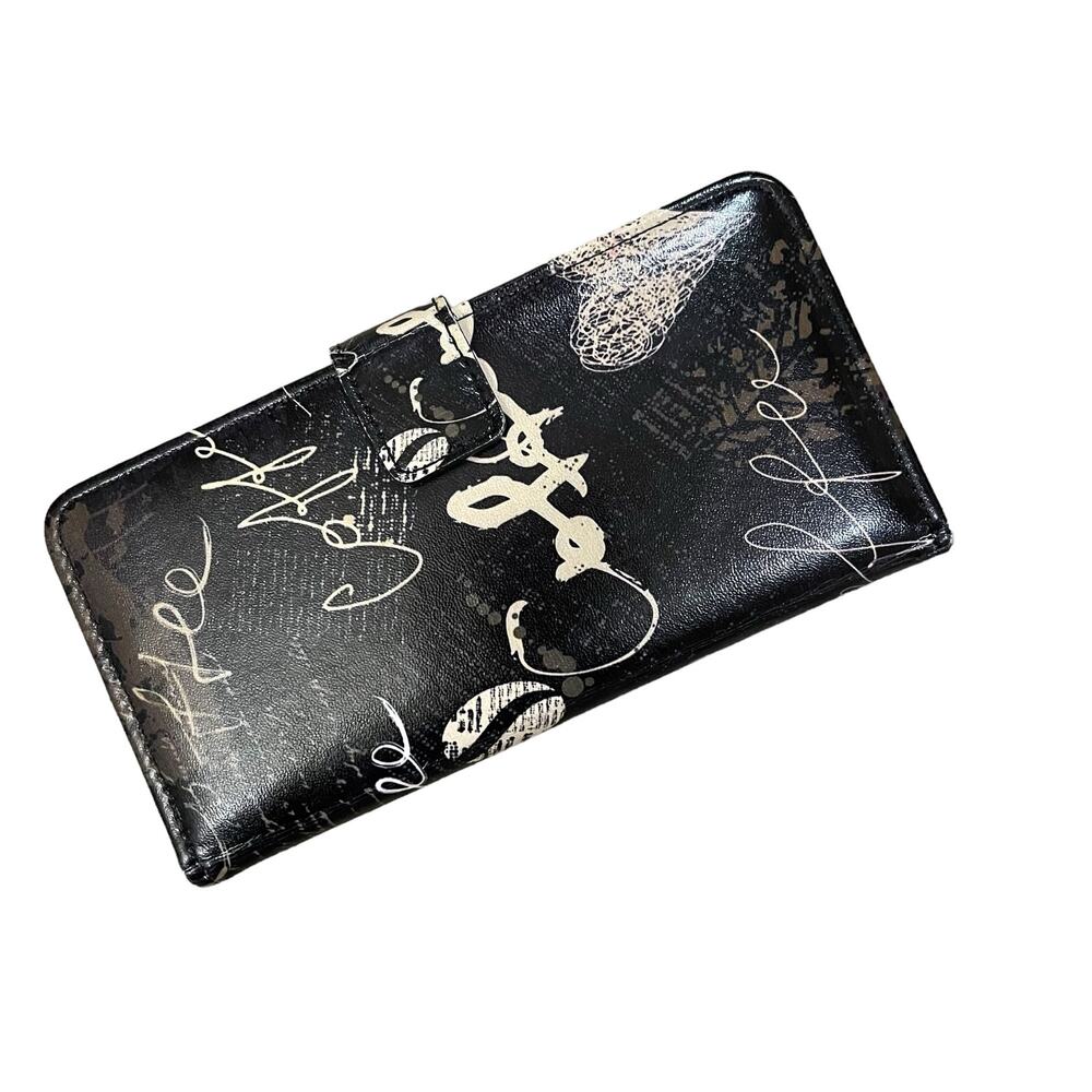 iPhone XS Max Wallet Case Graffiti Art Card Slots Snap Closure Black